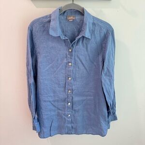 J Jill 100% Linen Blue Button Up Shirt Small